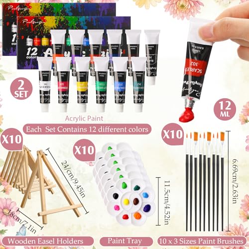 Ctosree 72 Pcs Flower Animal Paint and Sip Kit for Adults 8'' x 10'' Pre Drawn Canvas for Painting DIY Pre Printed Canvas for Party Favor Acrylic Painting Kit Wood Easel Brushes Date Night Bulk - style: Flower Animal