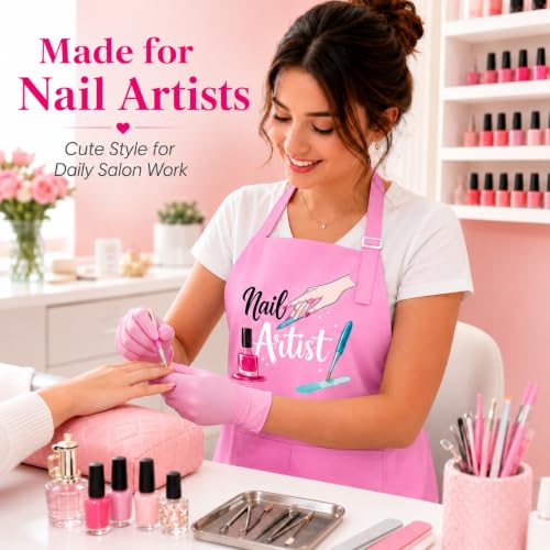 4 Pack Funny Nail Tech Aprons for Women, Waterproof Smocks with Pockets | Four fun nail artist aprons with adjustable neck straps and 2 roomy pockets for salons, beauty schools and home manicures