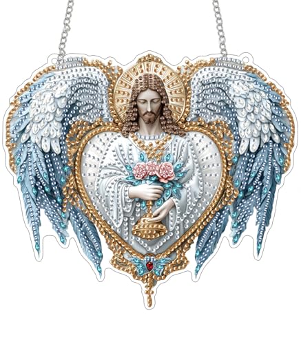 SKRYUIE Christ Hanging Pearl Diamond Art Kits for Adults Suncatcher A26 | Special Shaped Crystal DIY Hanging Diamond Painting Kit, Gift for Mother Spring Summer Window Wreath Decor 6.9 x 7.88 Inch - color: colorful-6