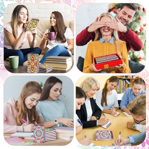 Fuyoooo 12 Pcs Mandala Diamond Art Notebook for Adults, 4.72 x 2.83 Inch | Mandala Diamond Art Kits, DIY Cover Notebook Diamond Painting for Beginners, 5d Journal Art Notepad Accessories - style: Mandala