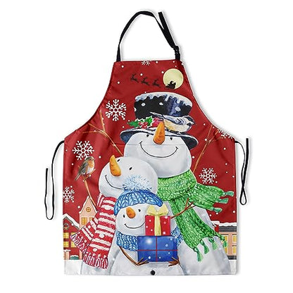 Imiss Waterproof Stain-Resistant Cooking Chef Aprons for Grill BBQ Baking 27 X 31 Inch - color: Snowman