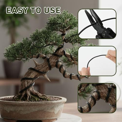 5 Rolls Bonsai Wire, 147 Feet Aluminum Bonsai Training Wires, 5 Sizes Plant Training Wires Black Plant Wires Aluminum Wire for Bonsai Tree Training Indoor DIY Crafts (1mm, 1.5mm, 2mm, 2.5mm, 3mm) - size: 1mm/1.5mm/2mm/2.5mm/3mm