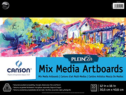 Canson Plein Air Mix Media Art Board Pad, 12” x 16”, Fold-over Cover, 10 Boards (400061732), White - size: 12" x 16"