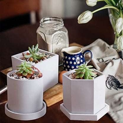 3 Sets Large Silicone Plant Molds, Container Coaster Resin Concrete Mold, Cylinder Cube Hexagon Silicone Mold for Candle Vessel Succulent Planter Pot Pen Holder Jar, Handmade Crafts Supplies - color: 3pc Containers+3pc Coasters