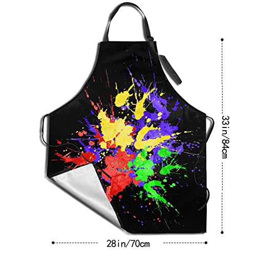 Apron Adjustable Waterproof Bib Aprons for Men Women Chef Kitchen Cooking Bbq Grilling - color: Artist Colorful Splattered Ink