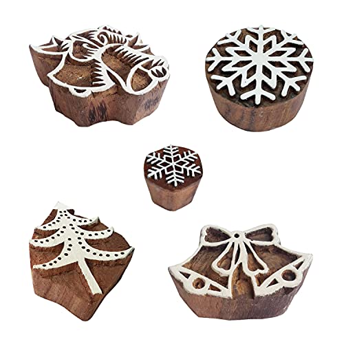 Royal Kraft Christmas Wooden Printing Stamps (Set of 5) - DIY Henna Fabric Textile Paper Clay Pottery Blocks Htag2216 - color: Htag2216