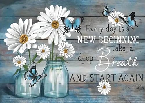 Diamond Painting Kits for Adults - Daisy Diamond Art Kits for Adults Beginner, Inspirational DIY Full Drill Diamond Dots Paintings with Diamonds 5D Gem Art and Crafts Home Wall Decor 16x12inch - color: 117