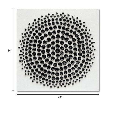 Art Hand Painted Black and White Abstract Texture Art Oil Painting Modern Art Canvas Wall Art Deco 24x24 inches - color: Yi071