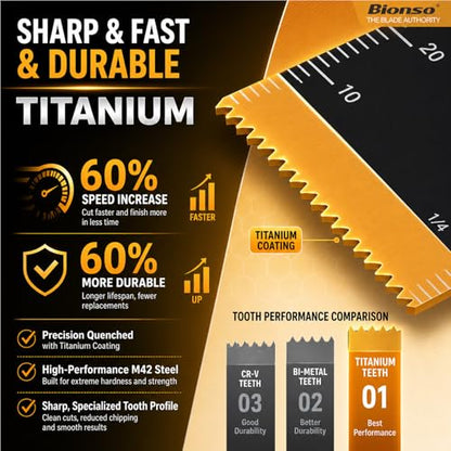 Bionso 40 PCS Oscillating Saw Blades, Premium Multitool Kit for Wood Metal Plastics, Tool Blades Fit Dewalt Worx Rockwell Wen Milwaukee Makita Ryobi Bosch Fein Porter Genesis Black