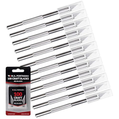WA Portman Hobby Knife Set, 12pc Precision Craft Knife Set with 100 Blades - size: 12 Knives 100 Blades