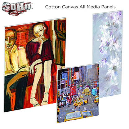 SoHo Artist Cotton Canvas All Media Panels - 16x20-3 Pack of Double Primed Cotton Acid-Free Panels Bonded Canvases for Paintings, Artwork and More - size: 16x20