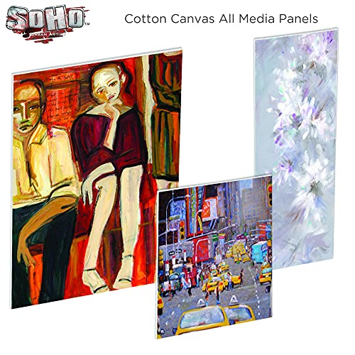 SoHo Artist Cotton Canvas All Media Panels - 3x3-3 Pack of Double Primed Cotton Acid-Free Panels Bonded Canvases for Paintings, Artwork and More - size: 3x3