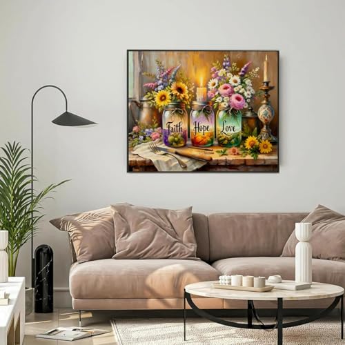 Faith Hope Love Wishing Bottle Paint by Numbers Kit for Adults 16x20 inch - color: MT22256-US