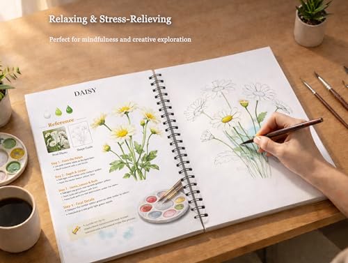 Watercolor Workbook for Beginners, Traceable Flower Outlines