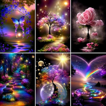 6 Pack Butterfly Flower Diamond Art Kits for Adults, 5D Diamond Art Sets - color: KM693+694+695+696+697+698-1