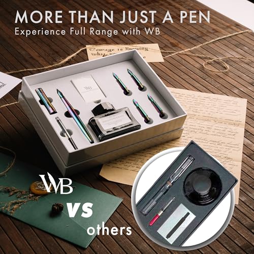 Wordsworth & Black LuxuryFountain Pen Set for Writing, 6 Nibs, Rainbow - color: Rainbow