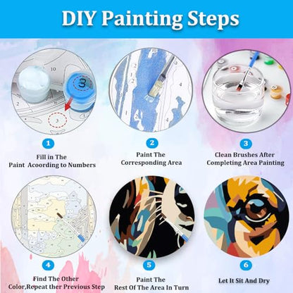 Artunion Framed Paint by Numbers Kit for Adults Beginners & Kids Ages 8-12,Colorful Dachshund Dog Paint by Number with Frame,Dog Animal Paint by Numbers Kit on Canvas 10 * 10 Inch Without Easel - color: ZXT-264-F