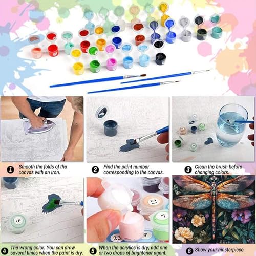 Dragonfly Paint by Numbers Kit for Adults Beginner 16x20inch(Without Frame) - color: MT22774-US