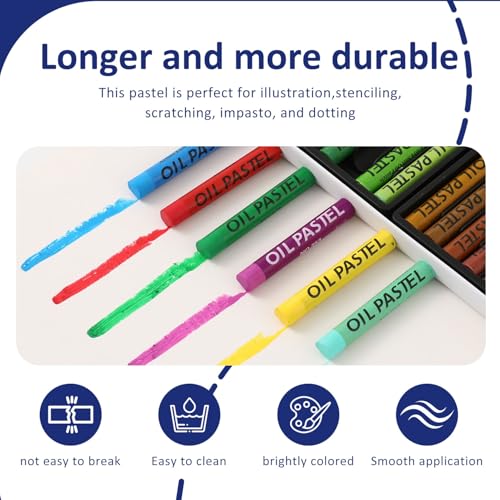 Oil Pastels 48 Colors with Extra 4 White, Soft Crayons, Art Supplies | Soft Oil Pastels, Creamy Texture for Smooth Drawing, Blending, Layering, Shading, Gift for Artists, Hobbyists and Beginners