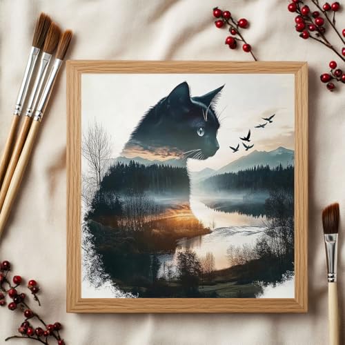 CRZMODE Cat Paint by Numbers Kit for Adults, Cat Paint by Numbers for Adults, Acrylic Painting Crafts for Home Decor Gift (16x16inch) - color: Cat(16X16")
