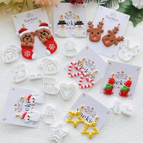 Holiday Theme Polymer Clay Cutters Set – Molds, Clay Cutters for Polymer Clay, Clay Earring Tools - color: I color