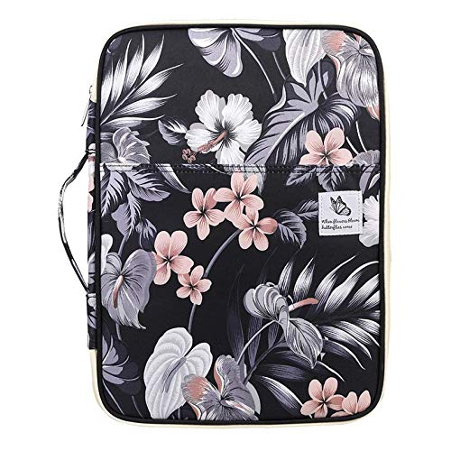 JAKAGO A4 Travel Portfolio Multifunctional Document Organizer Zippered Case for Office Supplies (Mulberry White) - color: Mulberry White