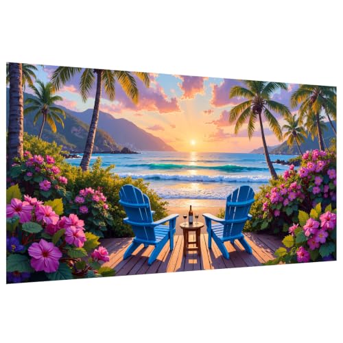 YOYA Large Diamond Art Kits for Adults, Sunset Beach 5D Diamond Painting - color: Sunset Beach 507