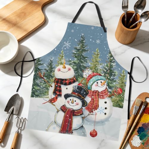 Imiss Waterproof Stain-Resistant Cooking Chef Aprons for Grill BBQ Baking 27 X 31 Inch - color: Snowman Forest