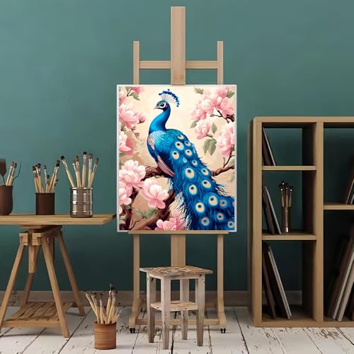Natuyalo Paint by Number for Adults Beginners, Peacock Paint by Numbers Kits on Canvas, Animals Acrylic Painting Kits Adults' Paint-by-Number Kits for Home Wall Decor 16x20 inch - color: Color-10