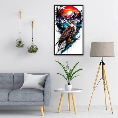 ARTGOTO Large Paint by Numbers for Adults Mountain Eagle | 15.7x27.5inch/40x70cm Paint by Number Kit on Canvas, Sunset Wildlife Landscape Acrylic Painting Set with Brushes, No Frame - color: PBN046