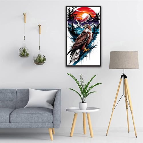 ARTGOTO Large Paint by Numbers for Adults Mountain Eagle | 15.7x27.5inch/40x70cm Paint by Number Kit on Canvas, Sunset Wildlife Landscape Acrylic Painting Set with Brushes, No Frame - color: PBN046