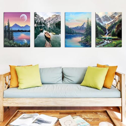 Lanzeyo Diamond Painting Kits for Adults, Landscape Diamond Art Kits, Diamond Dots Kits, Gem Art for Living Room Wall Art (Landscape) - color: 02 Landscape