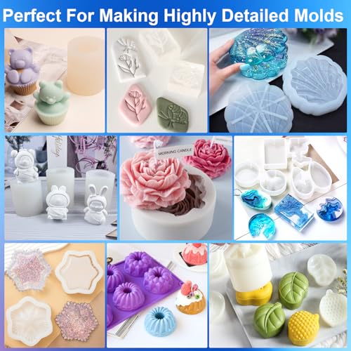 CHANGTIKEJI Silicone Mold Making Kit,64OZ Super Elastic Liquid Silicone for Mold Maker, Fast Cure Translucent Silicone Rubber for Casting Resins Mold,Silicone Mold,Candle Mold,Soap Mold,Food Mold - size: 64 OZ