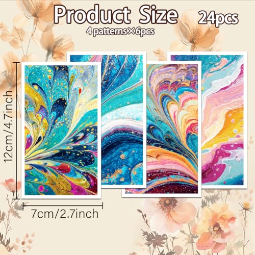 OLYCRAFT 24Pcs Liquid Marble Clay Transfer Paper 4 Styles Transfer Paper for Polymer Colorful Marble Polymer Clay Transfers Sheets Swirled Marbles Transfers Papers for Clays Earrings Jewelry Making - style: Liquid Marble