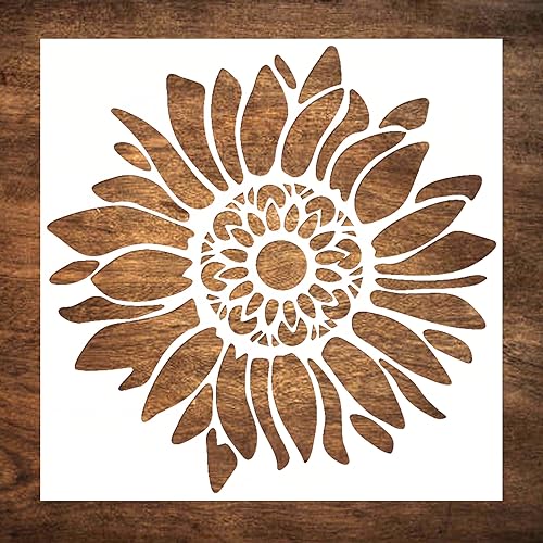 12x12 Inch Boho Sunflower Stencil for Painting on Wood, Canvas, Paper, Fabric and Furniture - Reusable Floral Craft Stencils - Large Flower Stencils - Wall Stencil for Painting Large Pattern - color: BOHO Sunflower 12"x12"