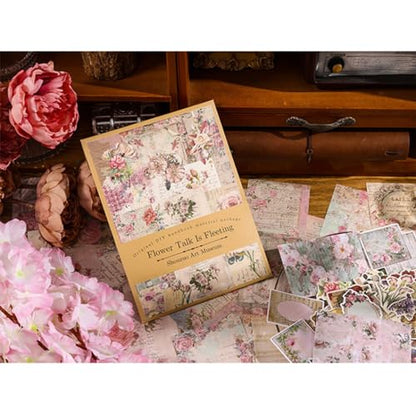 100 Pieces Vintage Scrapbook Supplies Ephemera Pack for Junk Journal Planners Scrapbooking Paper Stickers for Art Aesthetic Journaling Kit Collage Decoupage Album (Flower)