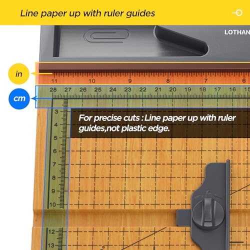 12'' Wood Guillotine Paper Cutter, Heavy Duty Wood Base Paper Trimmer with 32 Sheets Capacity Paper Cutting Board for Classroom, Crafting, Cardstock, Art Projects | 32 Sheets Capacity, Wood Base Paper Cutting Board for Classroom, Crafting, Cardstock, Teac