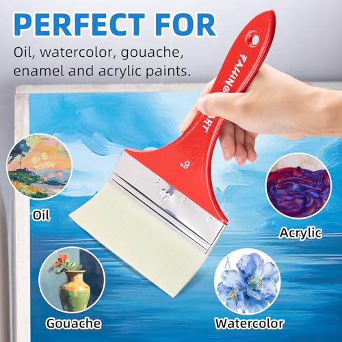 Large 6 Inch Flat Paddle Paint Brush | Scale Brush, Blending Paint Brush, Wide Flat Paint Brushes for Oil and Acrylic Paints - color: Flat, size: 6''