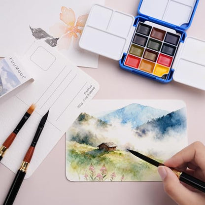 Fuumuui 40 Cards Watercolor Postcards Blank 4 x 6 inch, 140lb/300gsm, 100% Cotton Cold-Pressed Art Paper for Painting, DIY, Mailing, Invitations, Greeting Cards - size: 4×6 in