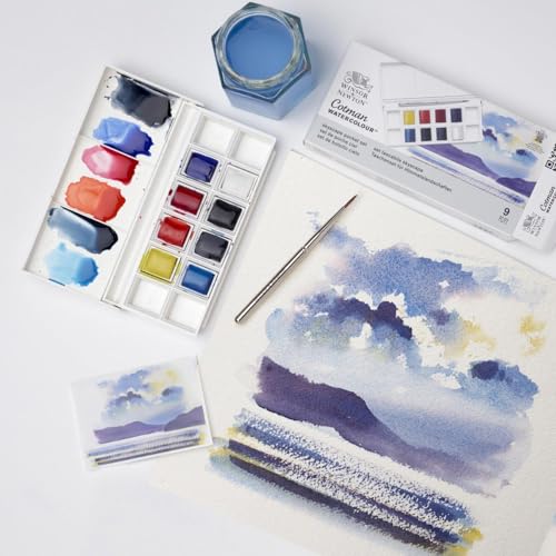 Winsor & Newton Cotman Watercolor Paint Set, 8 Half Pan, Sky Colors Set - style: 8 Half Pan Sky Colors