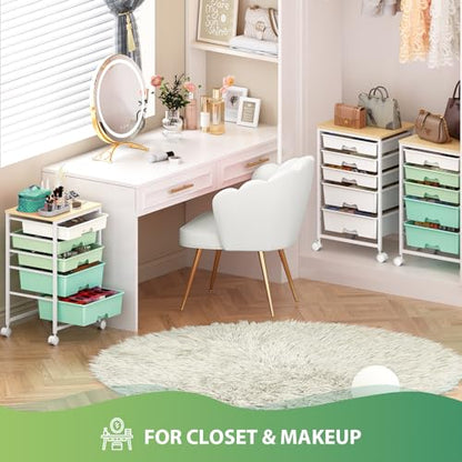 Goovilla Rolling Cart with 5 Drawers for Craft, Art, Dorm, Office, Green - size: Green