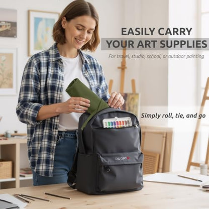 30-Slot Roll-Up Canvas Brush Holder, Army Green | Washable Paint Brush Case, Durable Canvas Organizer for Brushes & Art Supplies (Brushes not Included) - color: Green