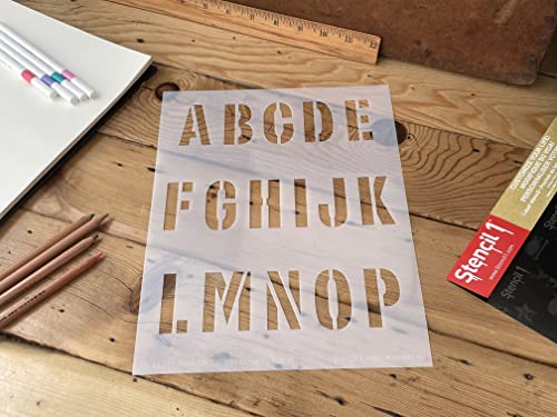 Stencil1 Industrial Font Stencil 1" Alphabet Letters Painting Art Craft - style: 1" Letters