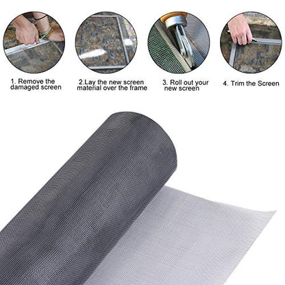 Fiberglass Screen Roll 36" x 100' A Continuous Roll UV Protection Install and Repair Door and Window Screen (36" x 100’, Sliver Grey) - color: Sliver Grey, size: 36" x 100'