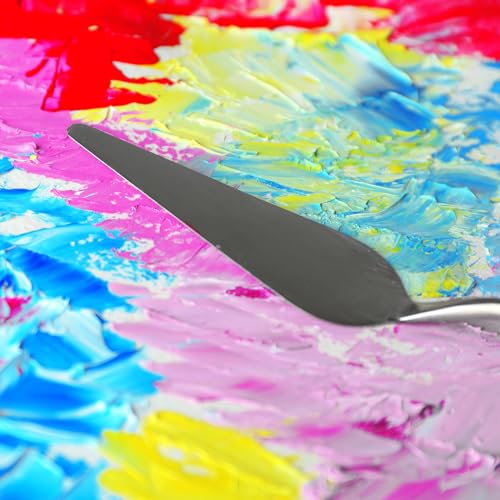 HARFINGTON 5pcs Painting Palette Knife Set Stainless Steel Pointy Flat Art Spatula Painting Pallet Knives Scrapers Tools with Plastic Handle for Acrylic Oil Canvas Mixing Spreading, Pink