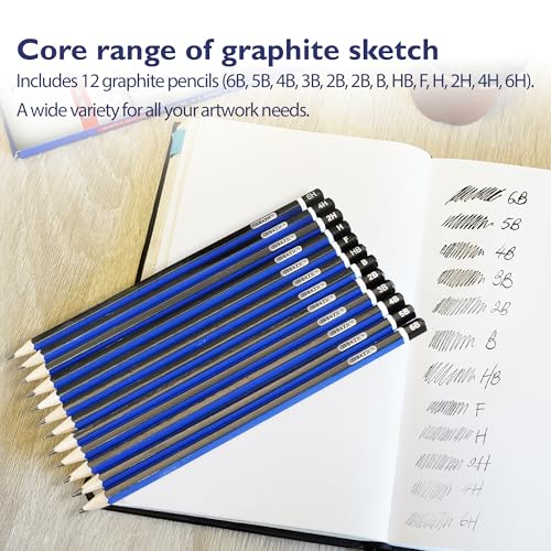 BAZIC PRODUCTS Drawing Drafting Pencils, 6B to 6H Graphite, 2-Pack | graphite grades 6B to 6H, sketching, shading, fine art, technical drawing, design work - size: 1 Count (Pack of 2)