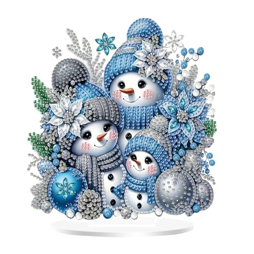 Christmas Diamond Art Kits for Adults,Cute Snowman Family Diamond Painting | Double Sided Christmas Pearl Art Kits for Adults,DIY Special Shaped Crystal Winter Desktop Decoration (7.8×7.8 In) - color: DP04728