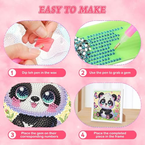 Arttoplus Panda Diamond Art Painting Kits for Kids with Frame 7x7 inch - color: CC966-US