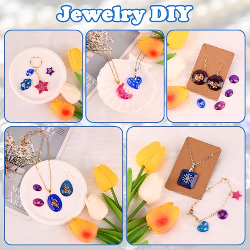 Actvty Earring Resin Mold with Holes, 4 Pieces Silicone Pendant Epoxy Molds, Jewelry Molds for Resin Casting, DIY Gem Cabochon, Earrings, Necklace, Jewelry, Keychain