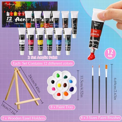 Cholemy 36 Pcs Paint and Sip Kit Gift for Adults 8''x10'',Butterfly | Pre Drawn Canvas, Painting DIY Afro Acrylic Painting Kit, Wood Easel Brushes, Date Night Bulk, Summer Halloween Party - style: Butterfly